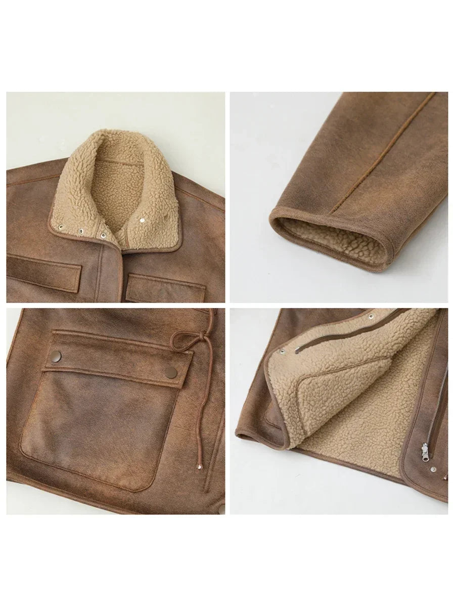 CHIC VEN Women's Jackets Casual Loose Stand Up Collar Coats Reversible Streetwear Female Warm Clothing Autumn Winter New 2024 Muselune