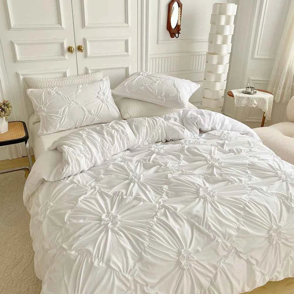Big Pinch Pleat Duvet Cover – Soft Microfiber 3pcs Bedding Set - Muselune