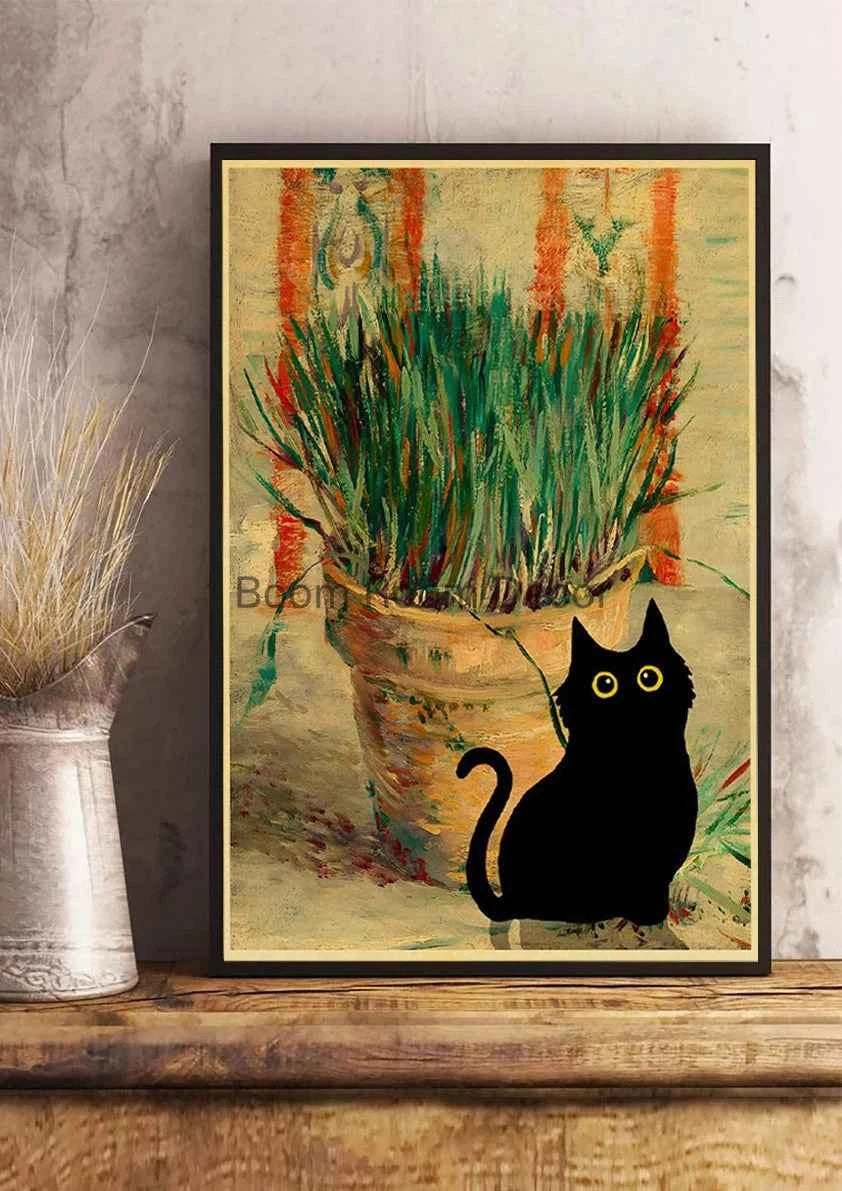 Cute Digital Cats Poster – Funny DIY Cartoon Wall Art - Muselune