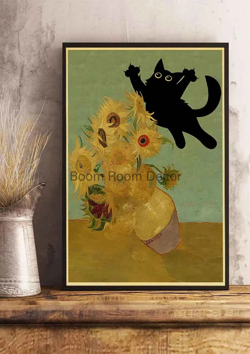 Cute Digital Cats Poster – Funny DIY Cartoon Wall Art - Muselune