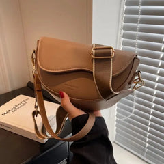 Vintage Solid Color Flap Small Saddle Shoulder Bag Muselune
