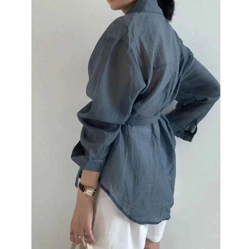Irregular Long Sleeve Blouse - Muselune