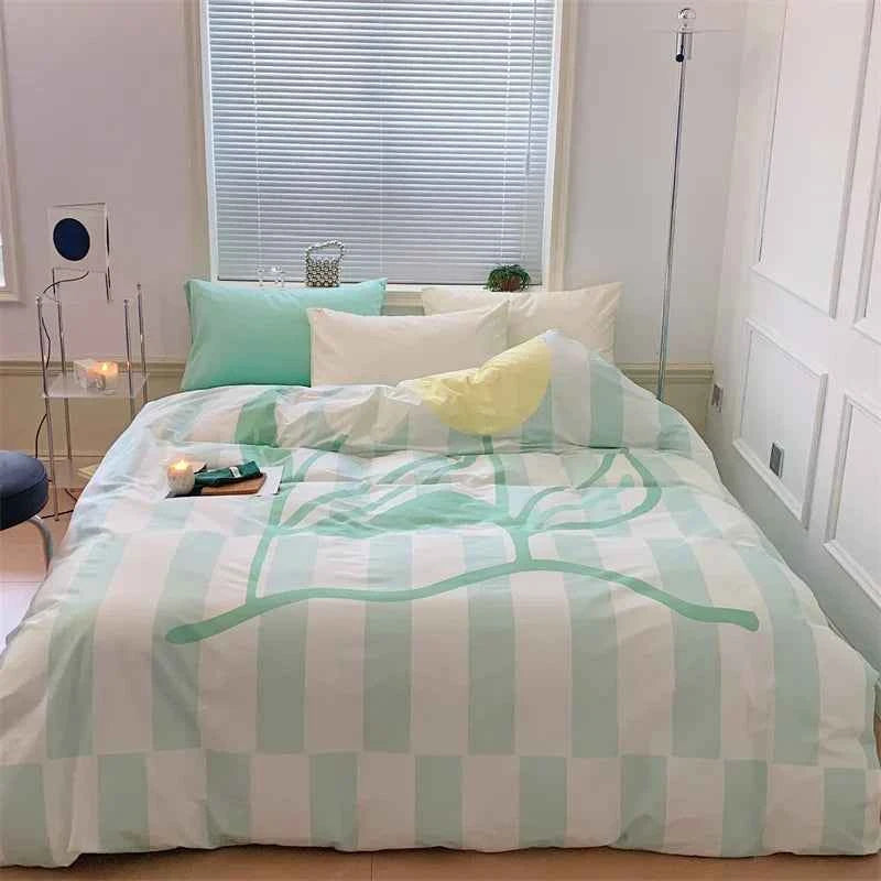 Cotton Satin Bedding Set – Floral Print Duvet & Comforter Covers - Muselune