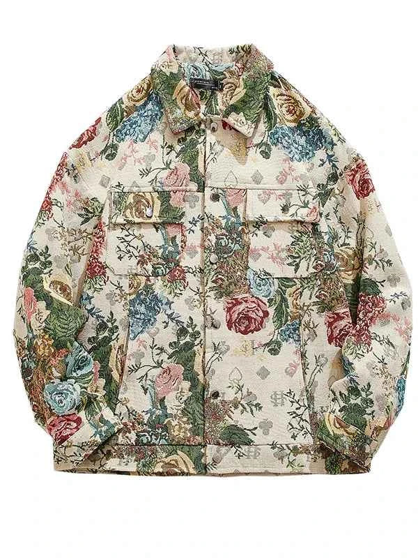 Spring Denim Jacket – Bold Rose Design - Muselune