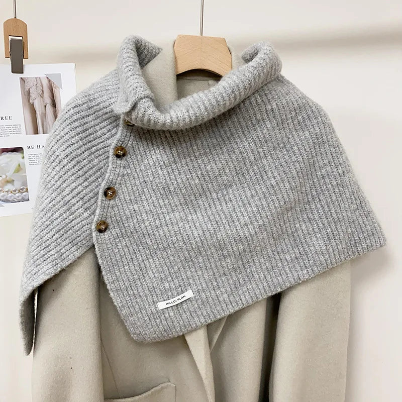 Cloak Poncho Cape Button split knitted cape shawl Muselune