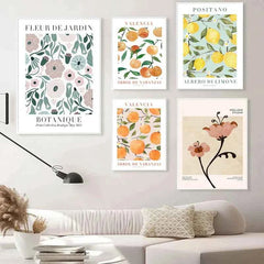 Abstract Lemon Flower Eye Orange Vintage Plant Wall Art Canvas Painting Posters and Prints Wall Pictures for Living Room Decor - Muselune