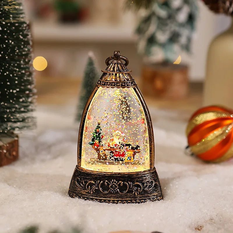 Christmas Decoration Santa Claus Cone Snow LED Table Lamp Muselune