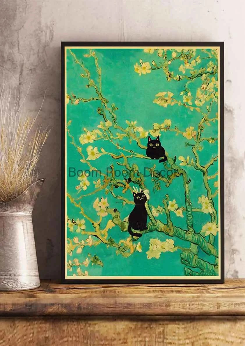 Cute Digital Cats Poster – Funny DIY Cartoon Wall Art - Muselune