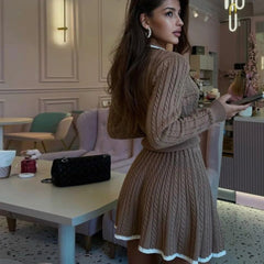 Tossy Autumn Contrast Top and Skirt Set for Stylish Fall Fashion - Muselune