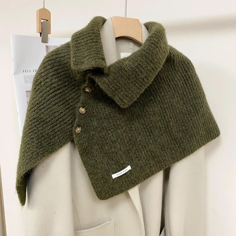 Cloak Poncho Cape Button split knitted cape shawl Muselune
