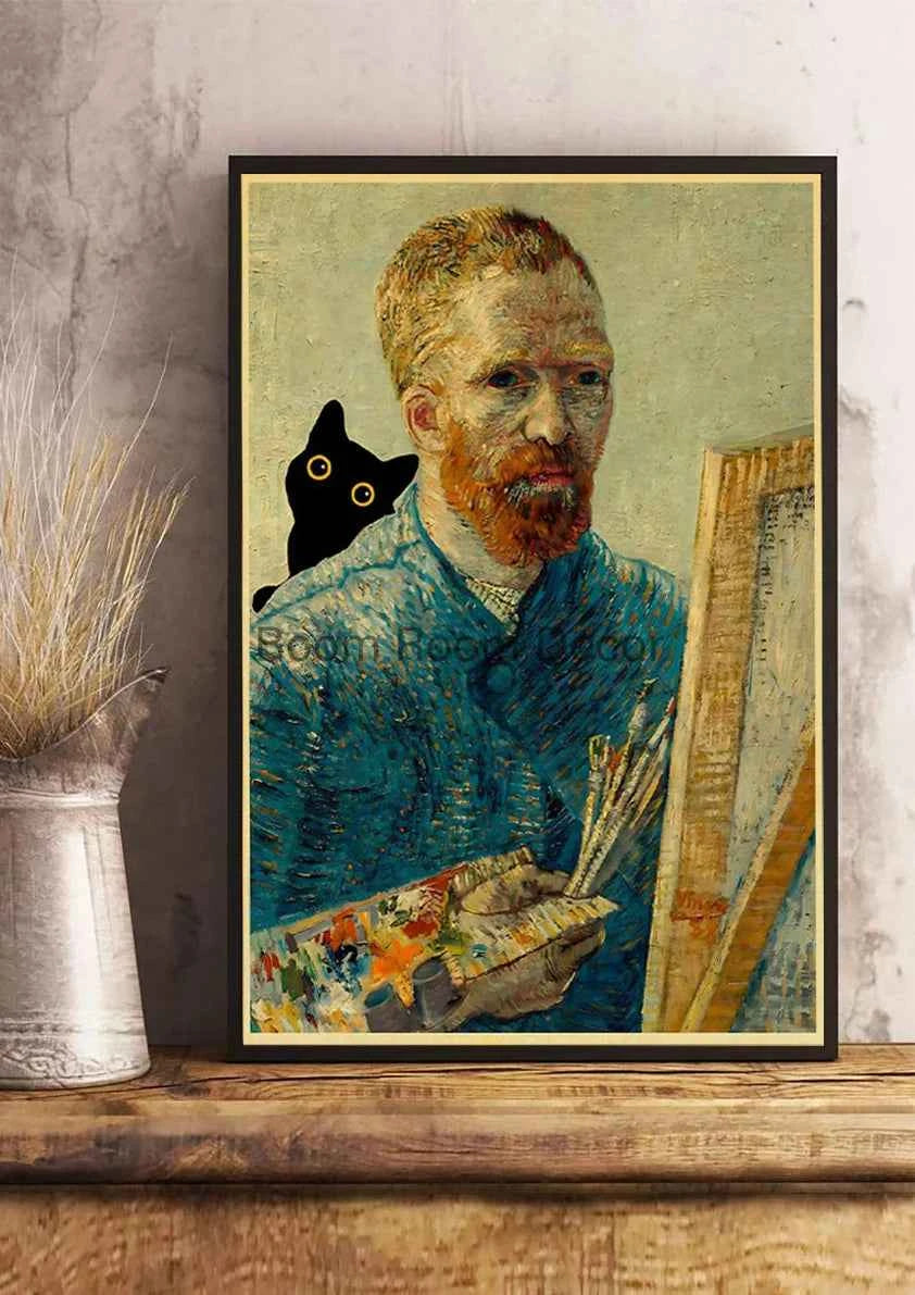 Cute Digital Cats Poster – Funny DIY Cartoon Wall Art - Muselune