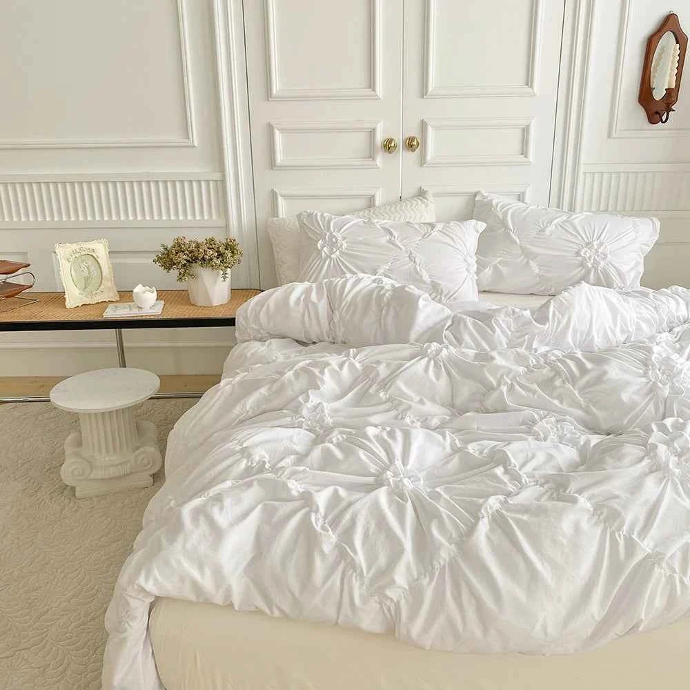 Big Pinch Pleat Duvet Cover – Soft Microfiber 3pcs Bedding Set - Muselune