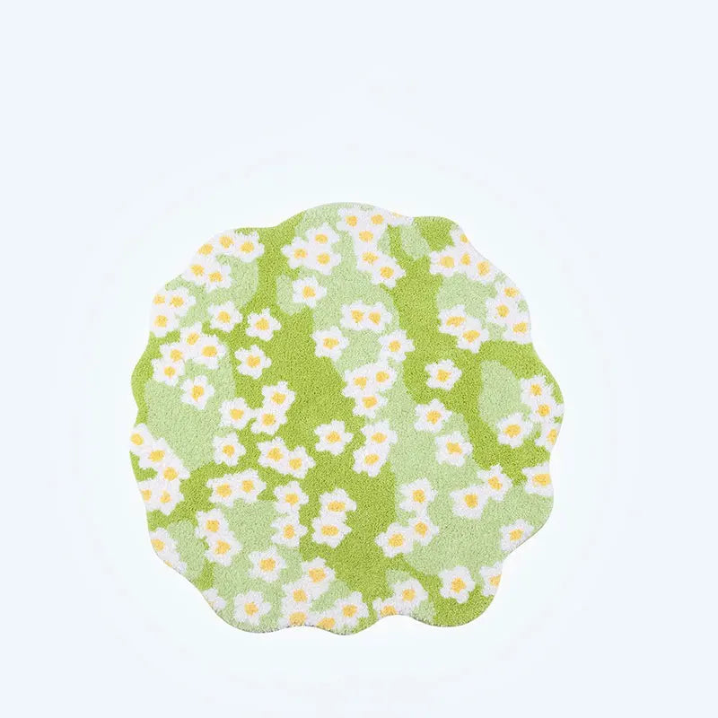 Nordic 3D Lawn Green Pink Irregular Moss Tufted Rug Muselune