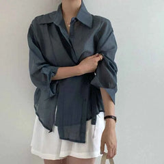 Irregular Long Sleeve Blouse - Muselune