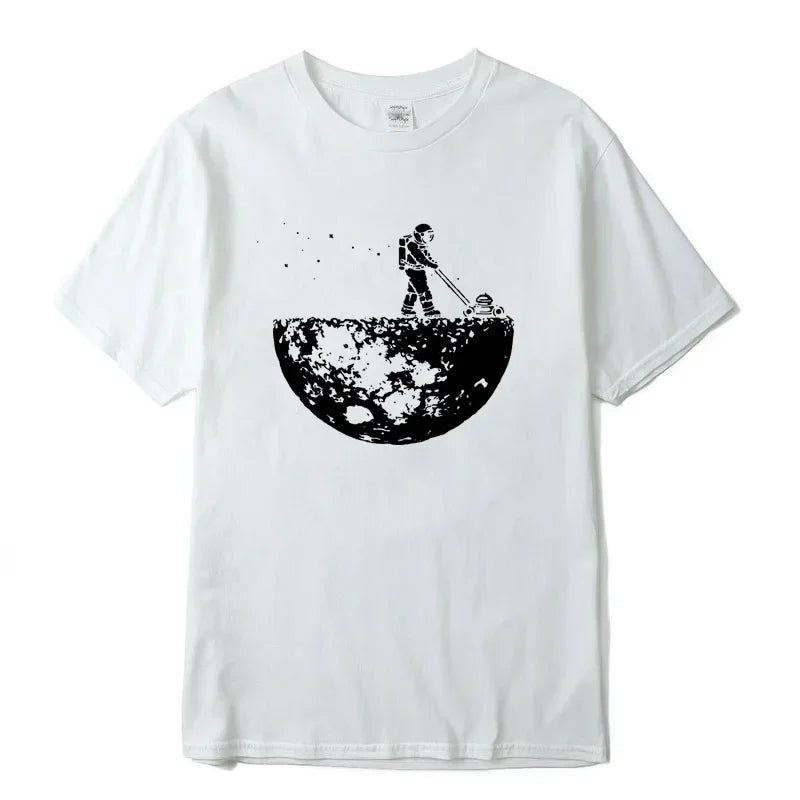 100% Cotton Space Loose O-neck T-shirt - Muselune