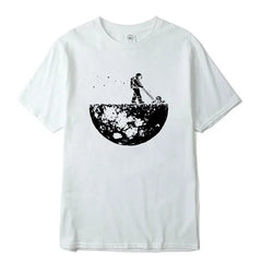 100% Cotton Space Loose O-neck T-shirt - Muselune