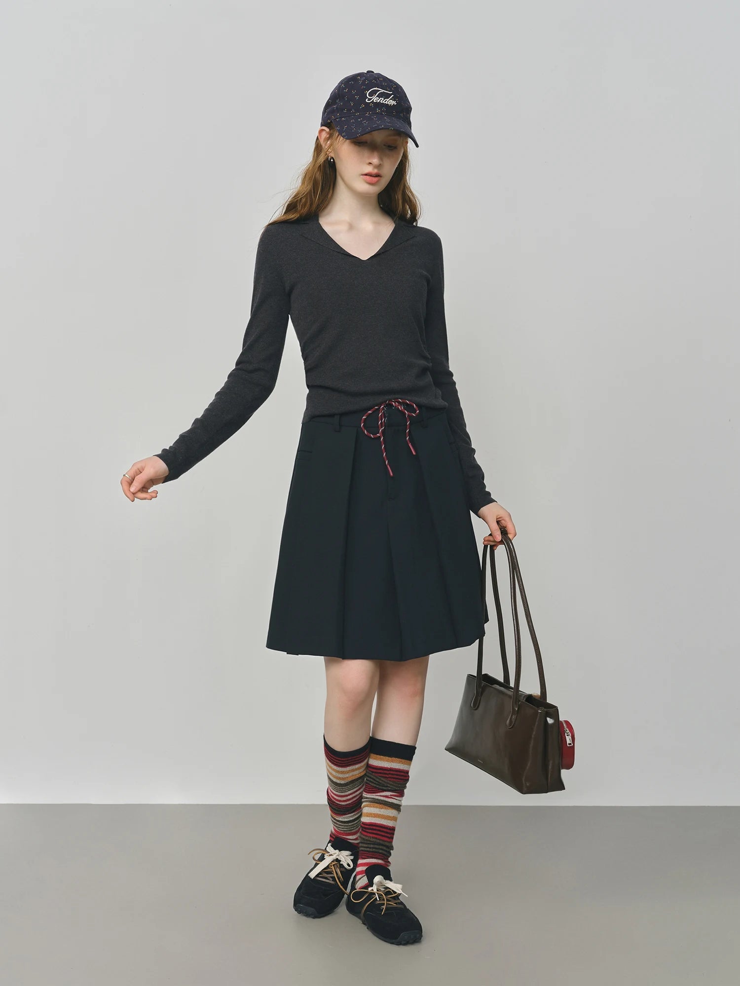 Wool Knit T-Shirt V-Neck Elegant Office Casual Minimalist Top - Muselune