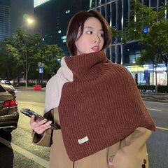 Solid Two Color Neck Wool knitted Shawl Muselune