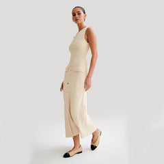 Elegant Knitted Sleeveless Slim Dress - Muselune