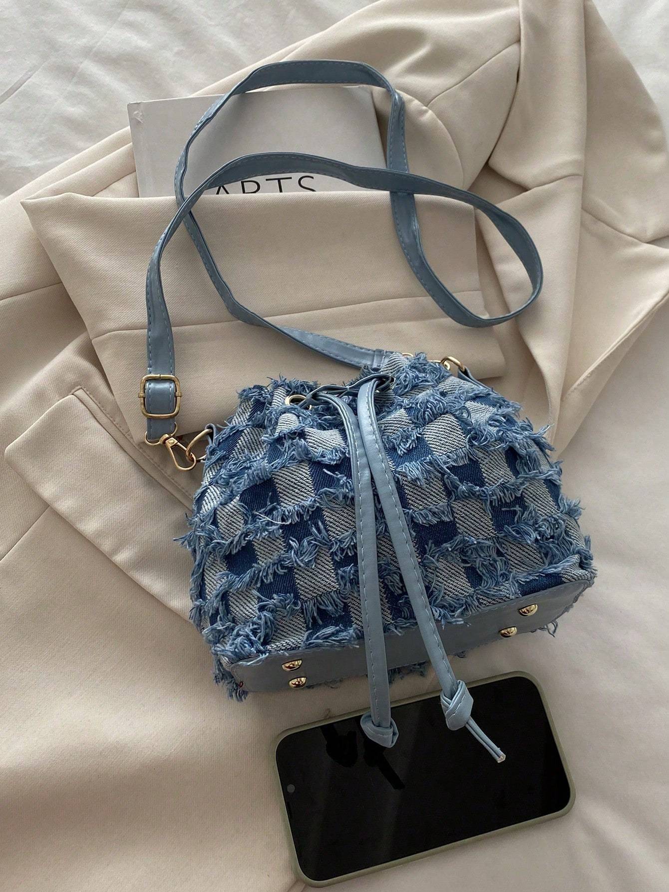 Demin Large Capacity Shoulder Bucket Bag The Muse