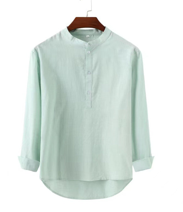 Men’s Stand Collar Shirt – Casual, Solid & Sleek - Muselune
