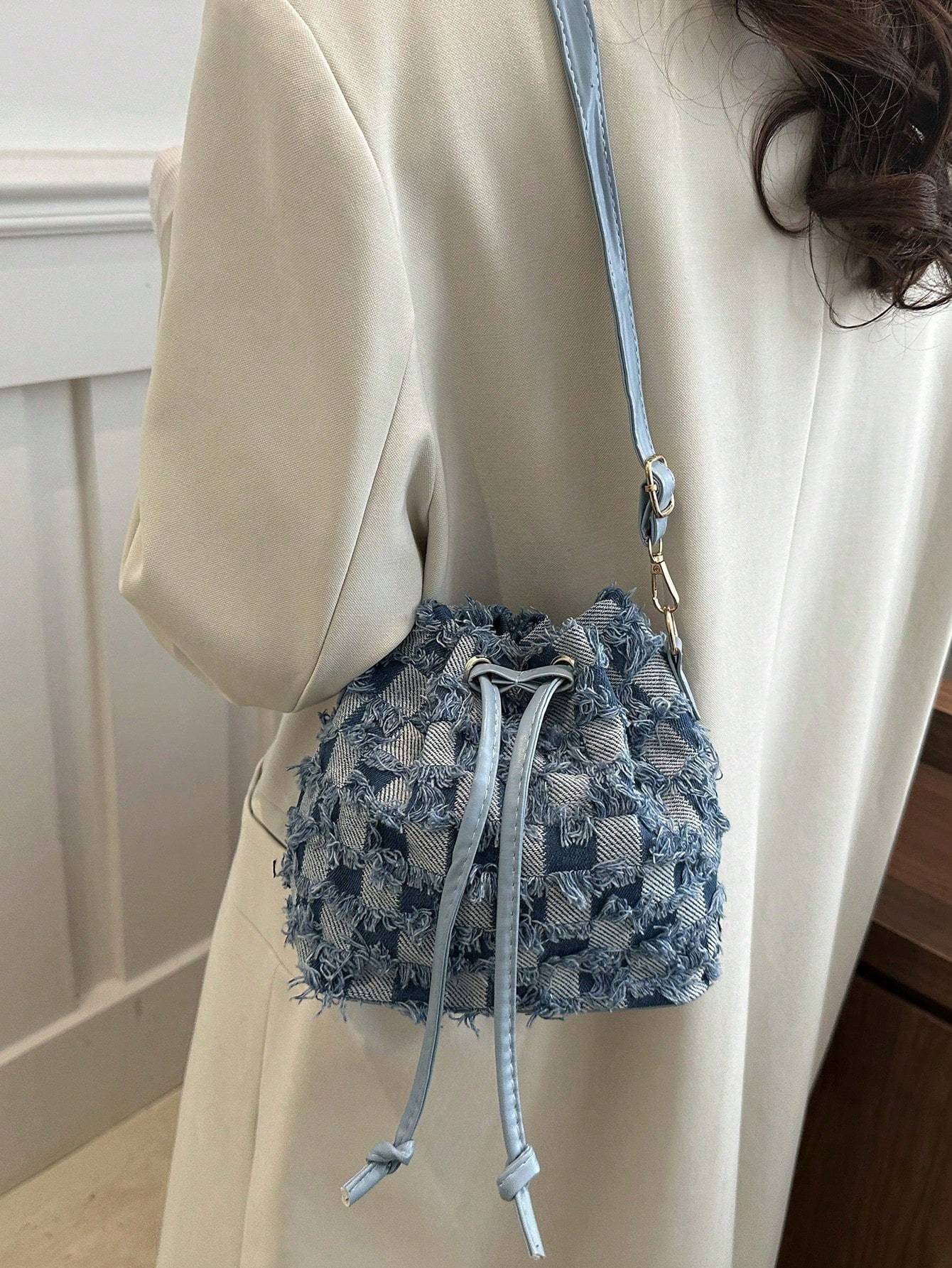 Demin Large Capacity Shoulder Bucket Bag The Muse