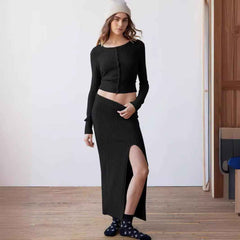 Zontroldy Women's Long-sleeve Shirt Split Dress Suit - Muselune