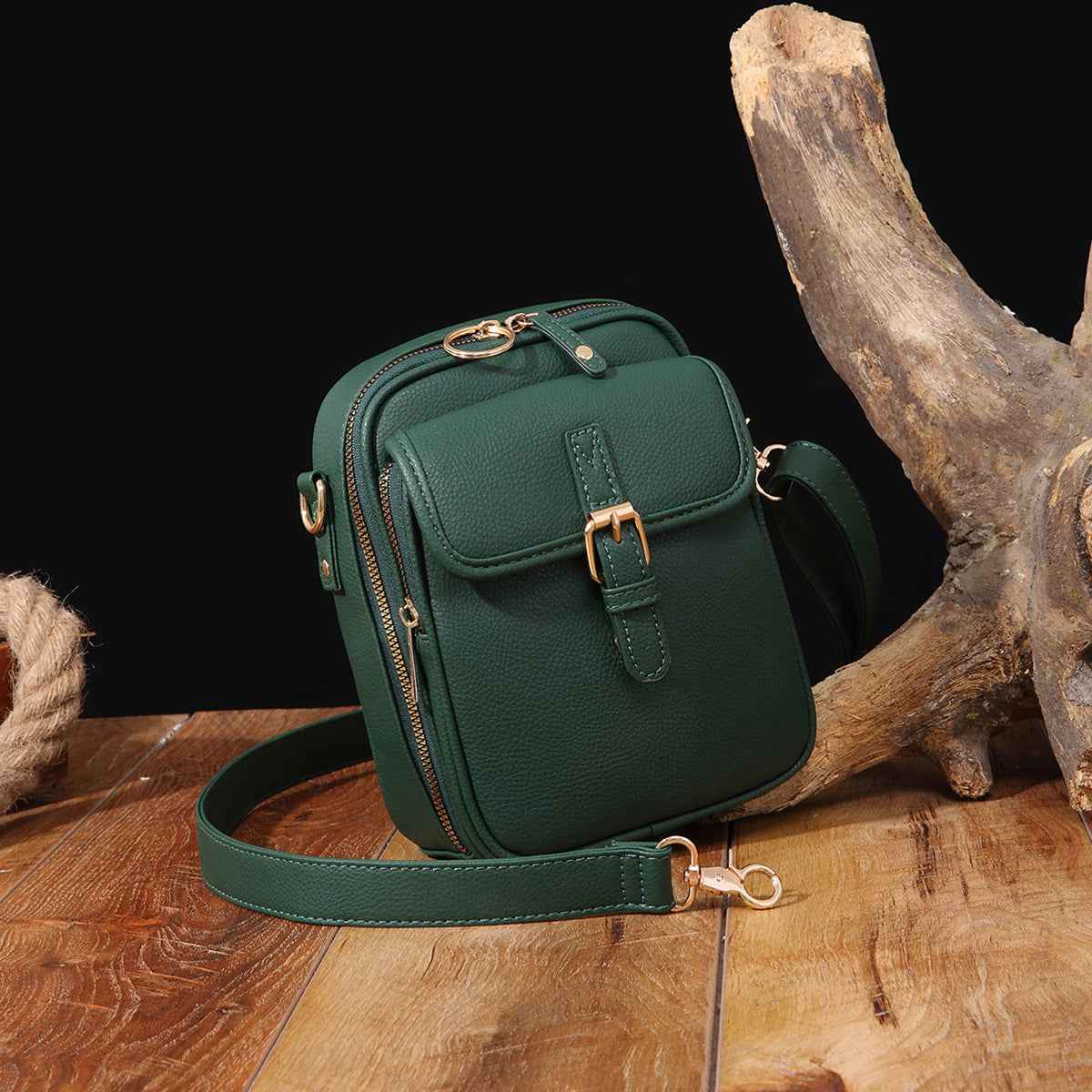 Vintage Capacity PU Leather Crossbody Bag - Muselune