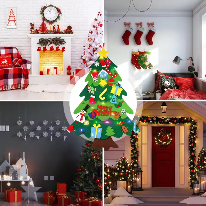 Felt Christmas Tree with Detachable Ornaments