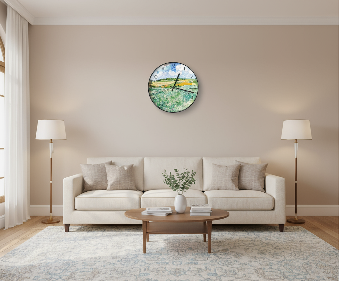 Van Gogh's Famous Painting, Harvest, Starry Sky, Silent Cartoon Clock The Muse